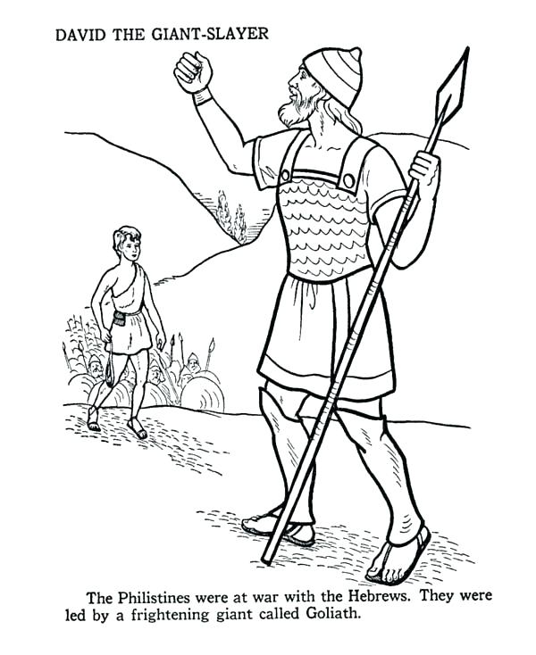 600x734 David And Goliath Coloring Page And Coloring Page In Addition
