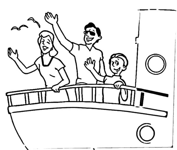 600x511 Saying Goodbye And Waving Hand On Cruise Ship Coloring Pages
