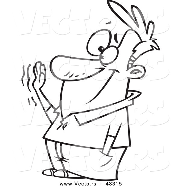 600x620 Vector Of A Sad Cartoon Man Waving Goodbye