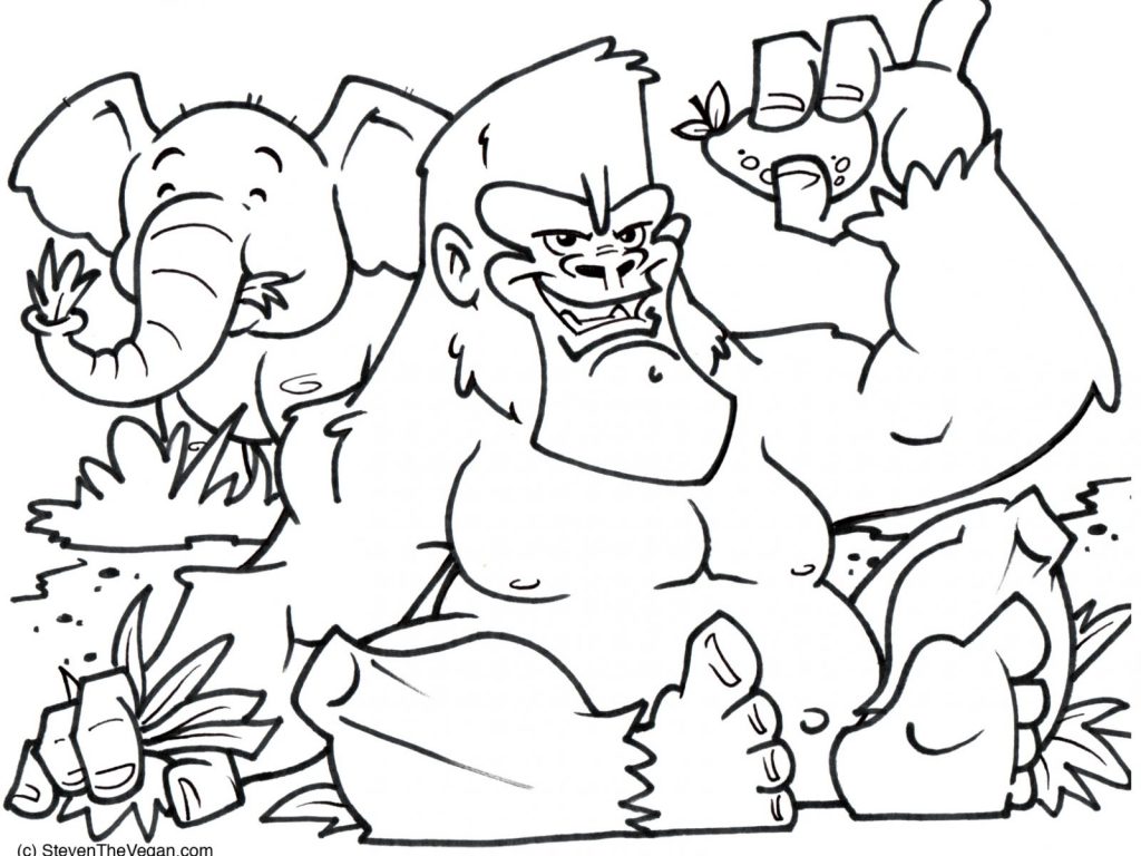 1024x768 Gorilla Coloring Pages