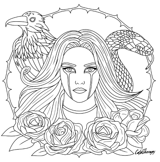 609x616 Halloween Gothic Coloring Page To Color With Color Therapy Http