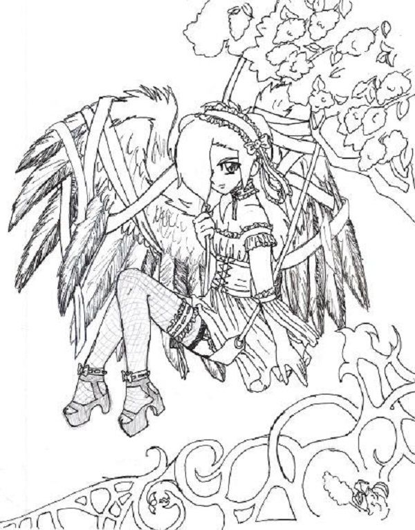 600x767 Free Gothic Coloring Pages For Adults Goth Anime Coloring Pages