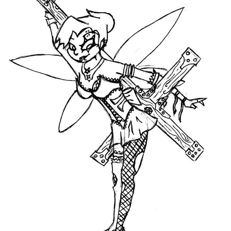 800x800 Gothic Tinkerbell Coloring Pages To Print Anime Goth For Adults