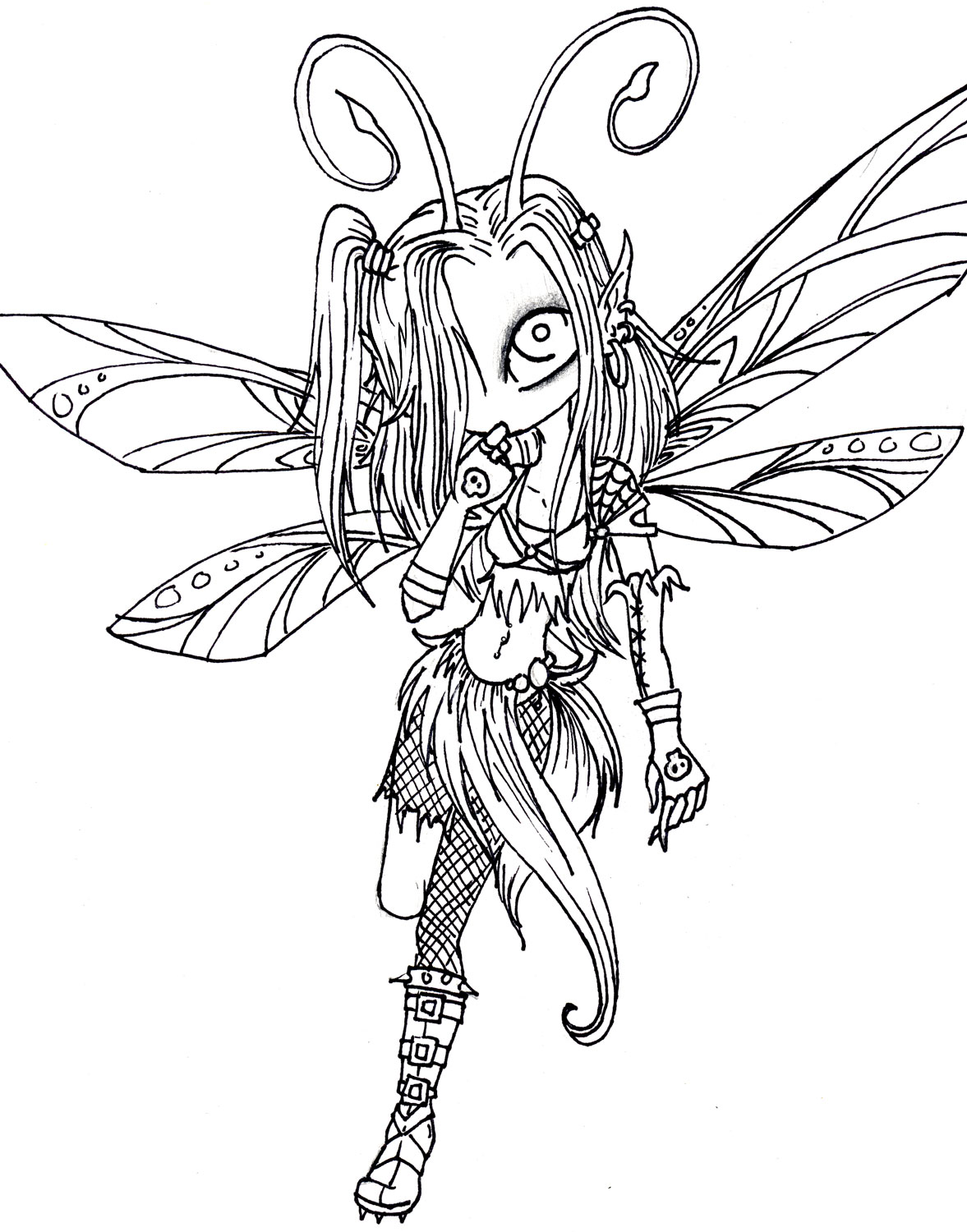 1177x1500 In Goth Fairy Coloring Pages For Adults