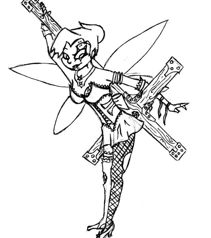 800x900 Gothic Tinkerbell Coloring Pages To Print Anime Goth For Adults