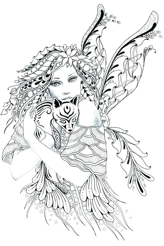 570x855 Detailed Fairy Coloring Pages Detailed Coloring Pages Printable