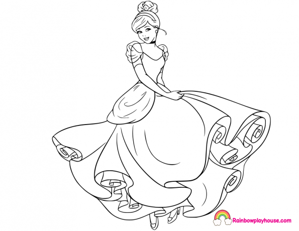 595x460 Cinderella Ball Gown Coloring Page