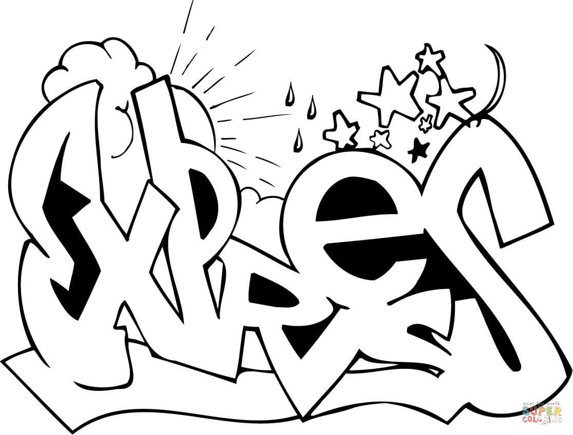 1116x848 Graffiti Words Coloring Pages For Teenagers Expres Graffiti