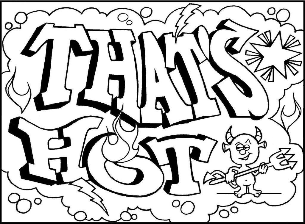 1024x753 Cool Graffiti Words Coloring Pages