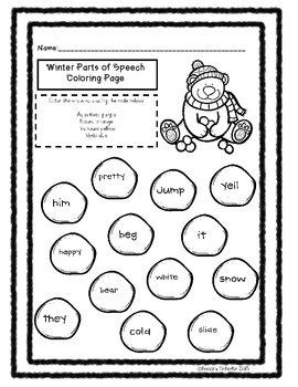 270x350 Parts Of Speech Coloring Pages Winter Grammar Edition