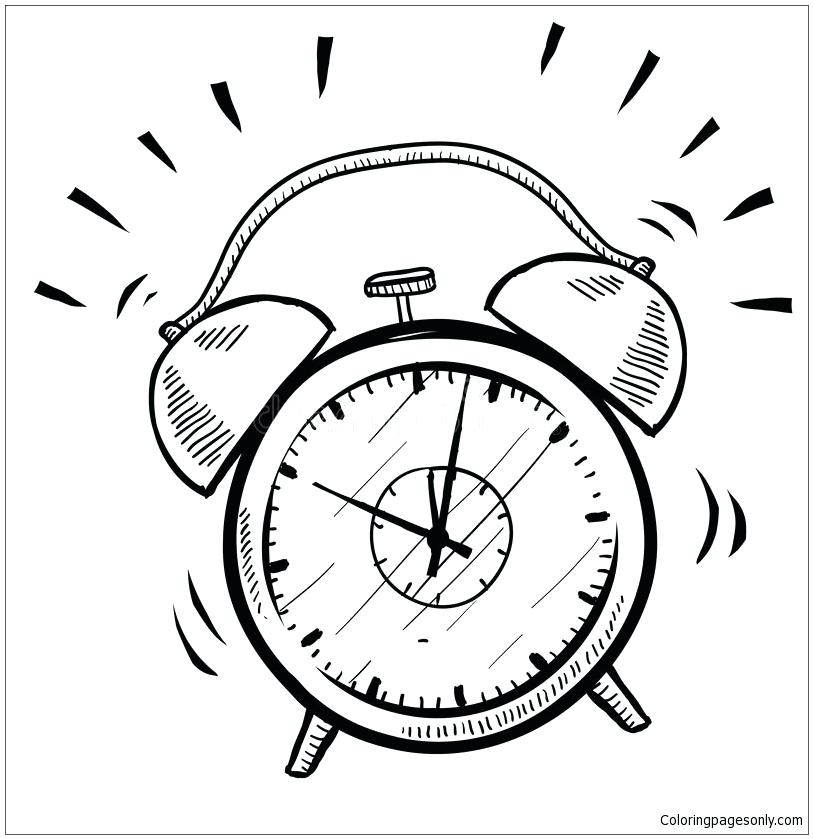 813x839 Clock Coloring Page Retro Alarm Clock Coloring Page Grandfather