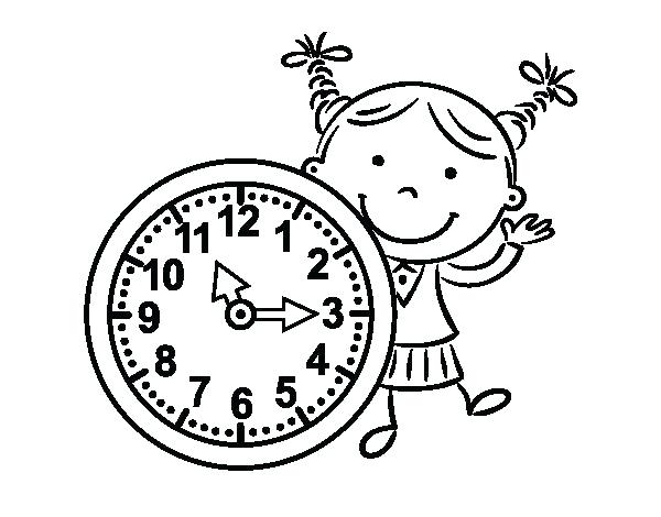 600x470 Clock Coloring Page Clock Coloring Page Girl With Clock Coloring