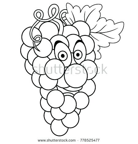 450x470 Grapes Coloring Page Coloring Page Cartoon Grapes Happy Fruit