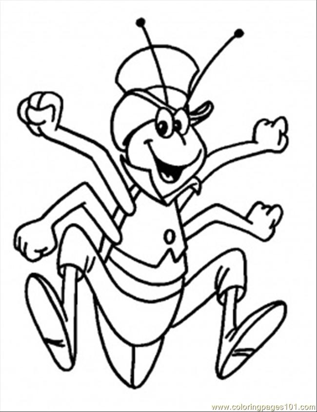 650x845 Happy Grasshopper Coloring Page