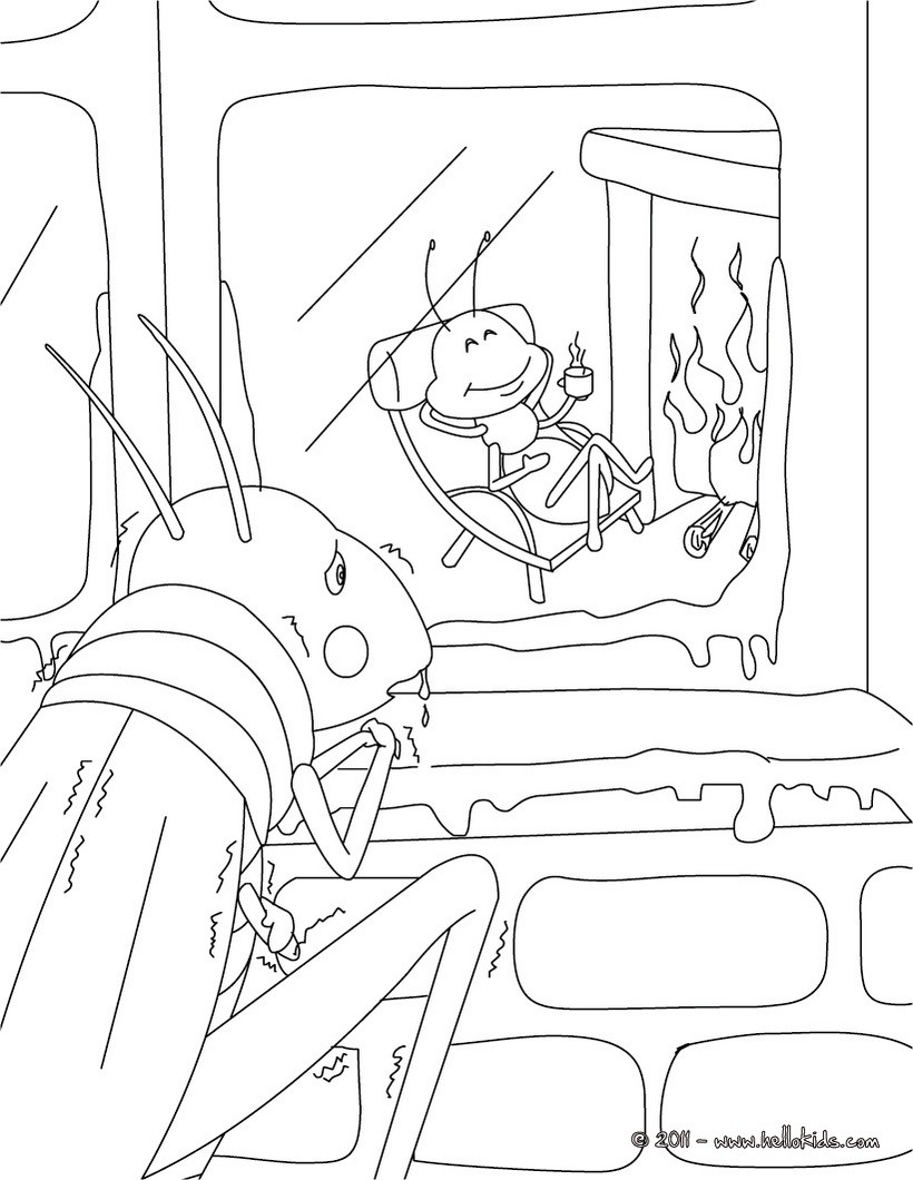 820x1060 Grasshopper Coloring Page The And Ant Pages Hellokids Com