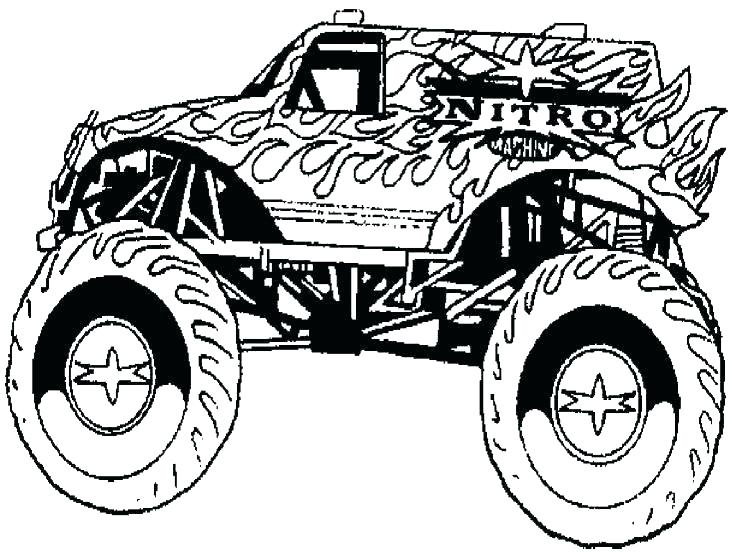 736x552 Grave Digger Coloring Pages Monster Jam Jumping Horned Truck