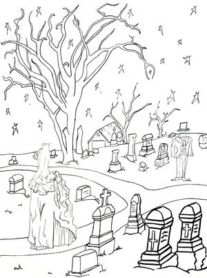Graveyard Coloring Pages