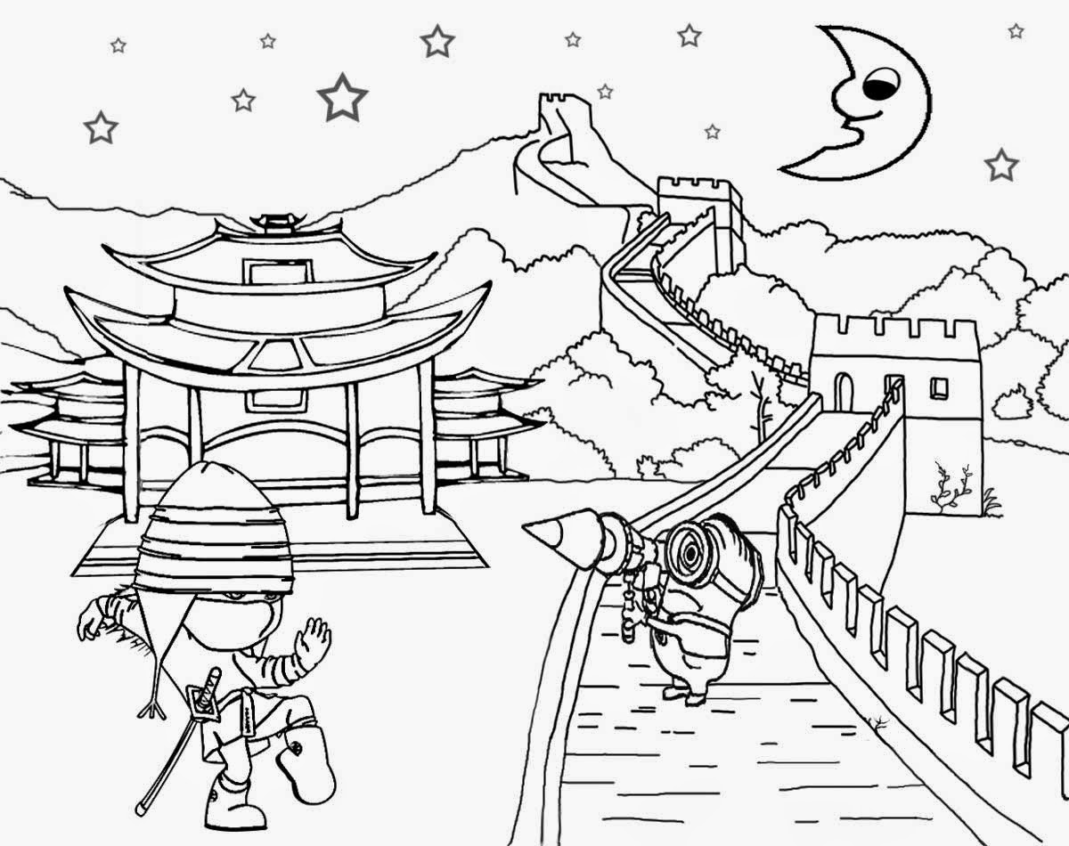 1200x950 New Great Wall Of China Coloring Page Clipart