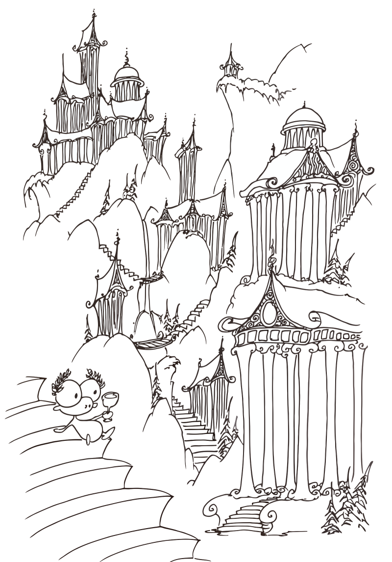 800x1145 Coloring Page A Monkey On Some Greek Steps