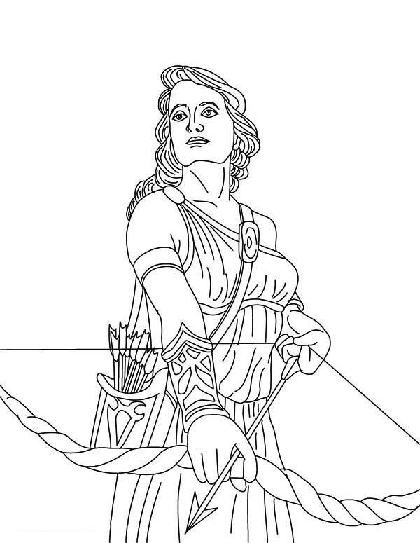 600x775 Coloring + Goddess Print The Goddess Artemis And Her Bow