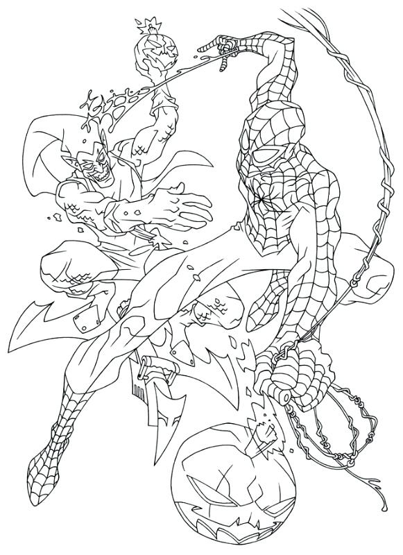 581x800 Spiderman And Green Goblin Coloring Pages
