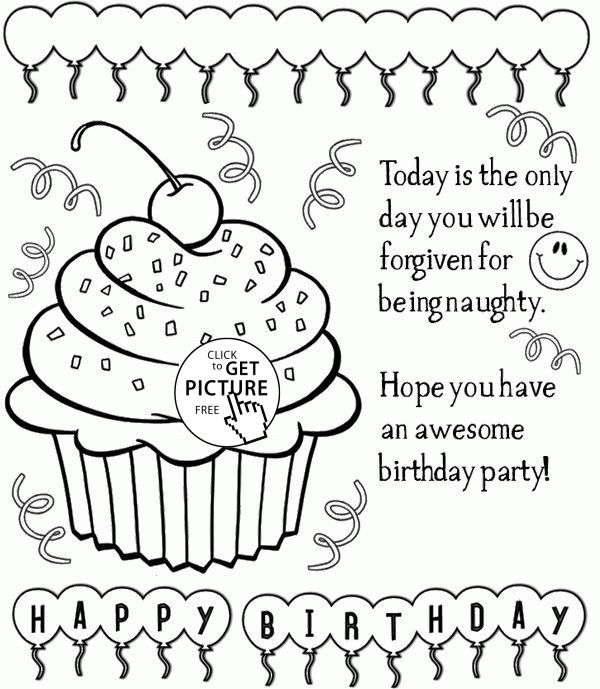 600x689 Birthday Card Colouring Pages Coloring Pages