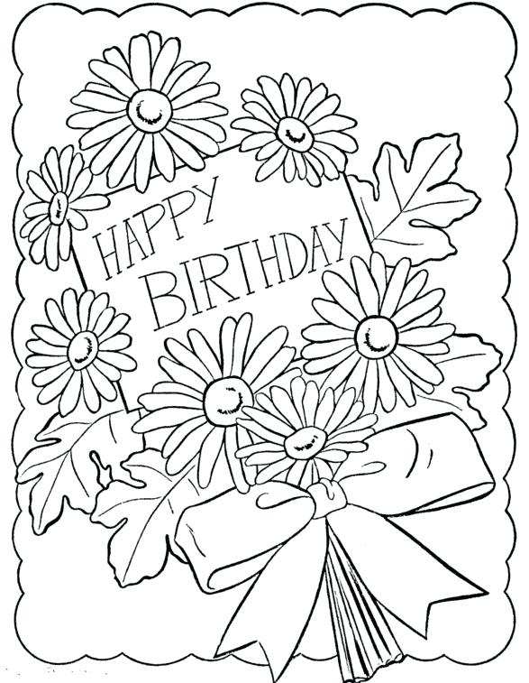 587x757 Printable Happy Birthday Coloring Cards Coloring Pages Happy