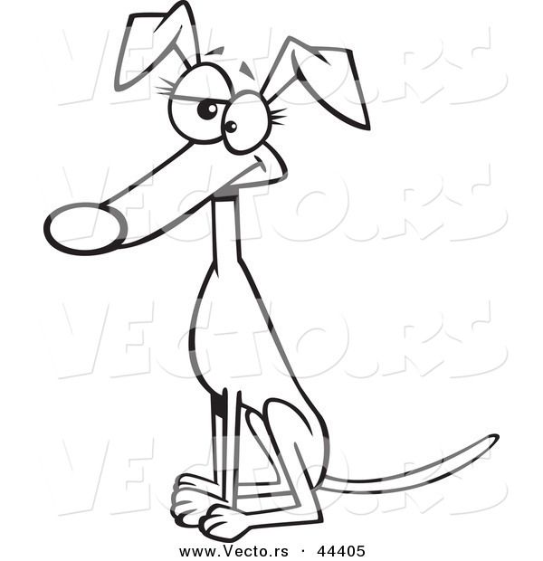 600x620 Vector Of A Seated Female Cartoon Greyhound Dog