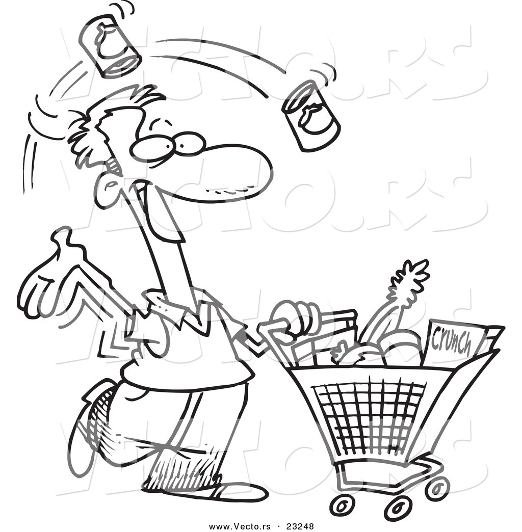 1024x1044 Vector Of A Cartoon Guy Grocery Shopping