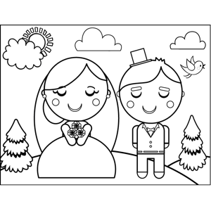 300x300 Bride And Groom Coloring Page