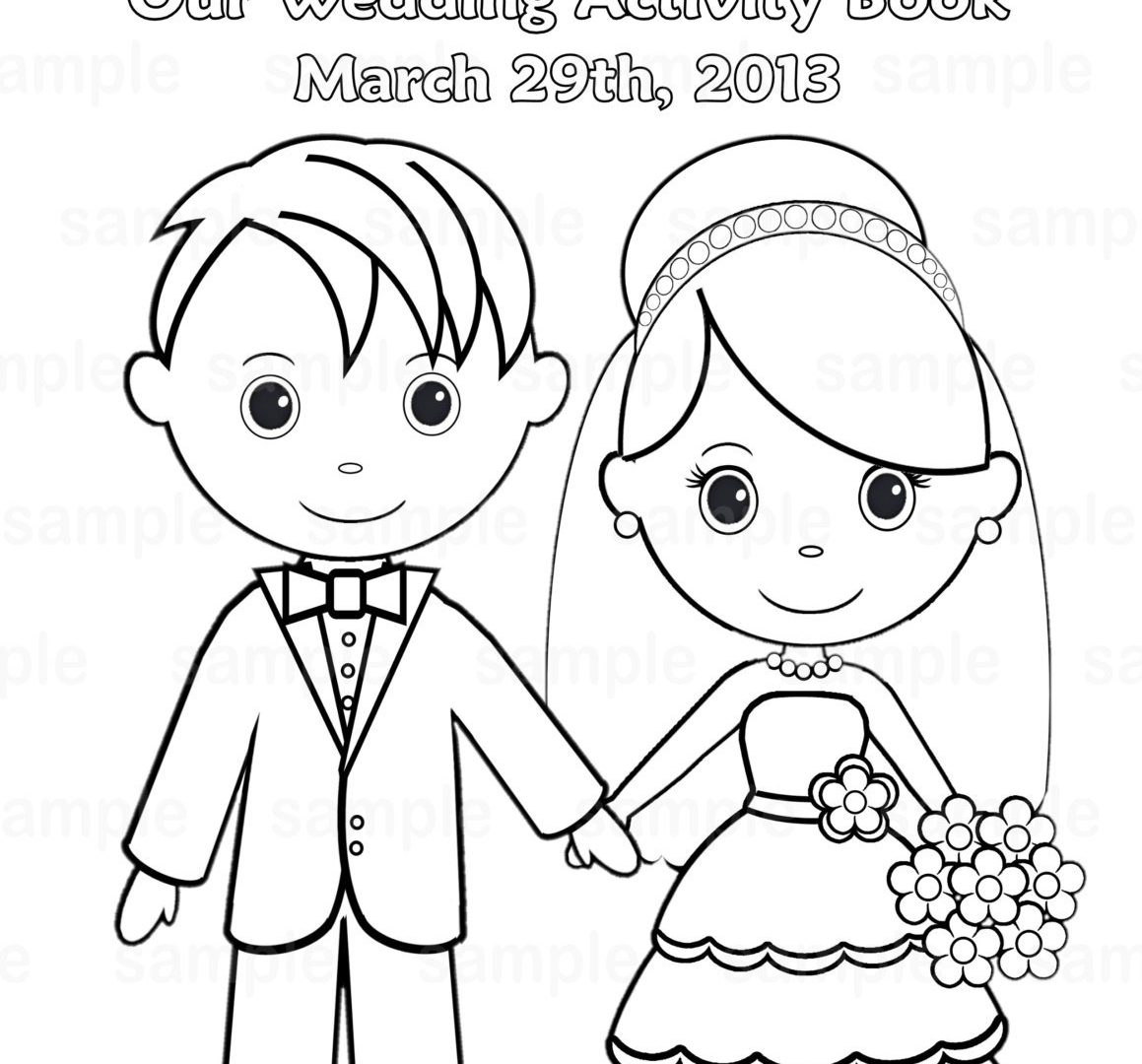 1159x1080 Kids Bride And Groom Coloring Pages Free Great Wedding Easy