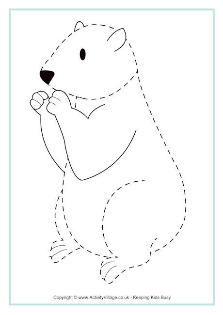 460x650 Groundhog Tracing Page Preschool Ground