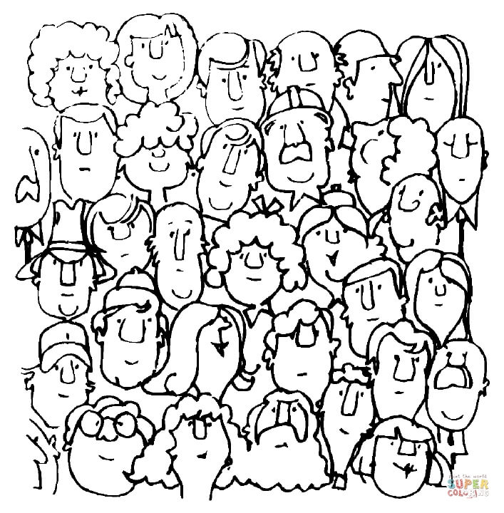 707x720 Group Of People Coloring Pages