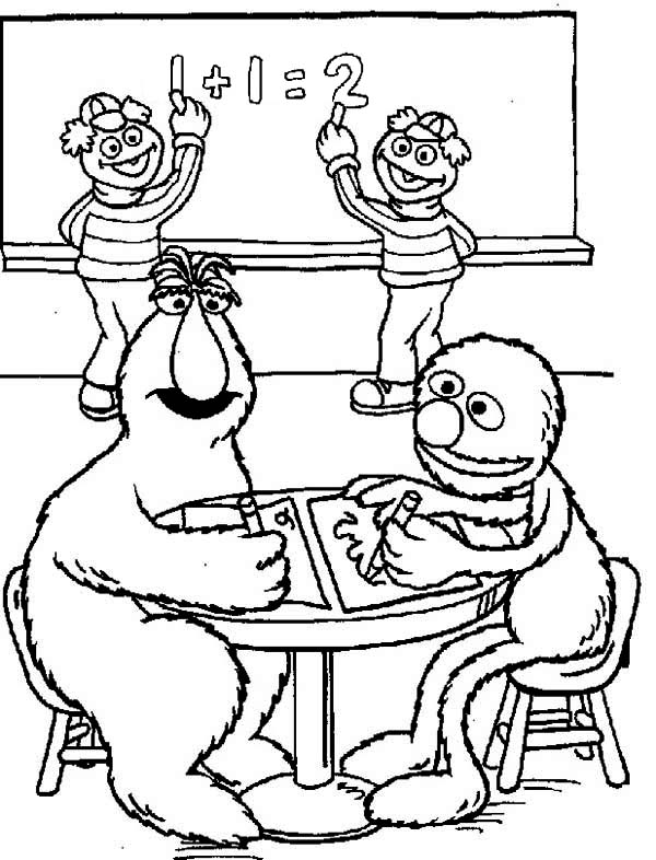 600x786 Telly Monster And Grover Learnig Math In Sesame Street Coloring