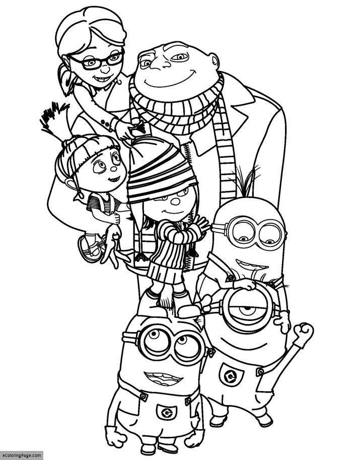 705x913 Despicable Me Gru, Daughters, And Minions Coloring Pages For Kids