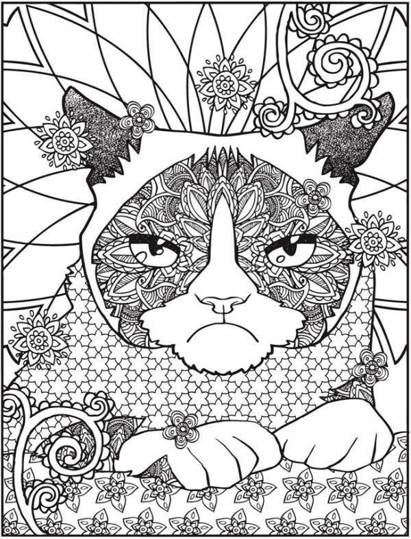 600x786 Freebie Grumpy Cat Coloring Page Stamping