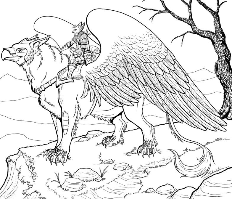 784x672 Gryphon Coloring Pages
