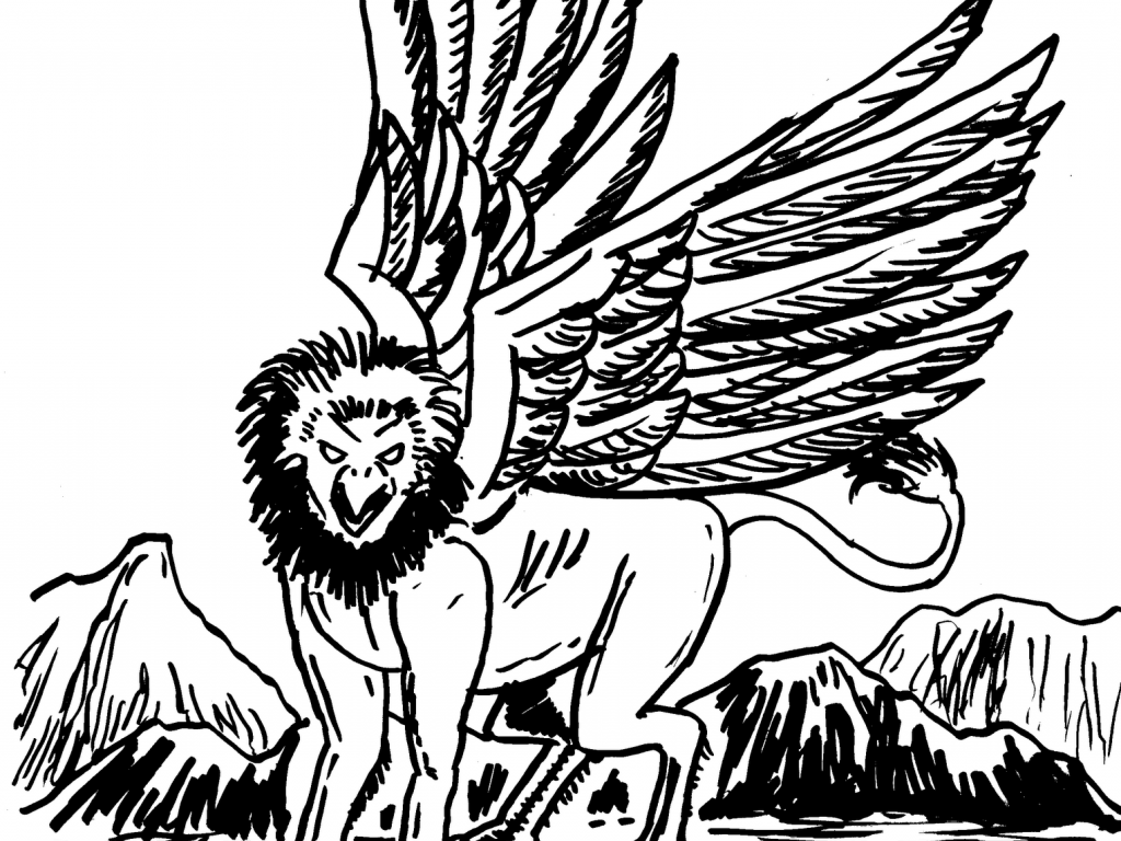 1024x768 Gryphon Coloring Pages Unusual Gryphoncoloringpage For Adults