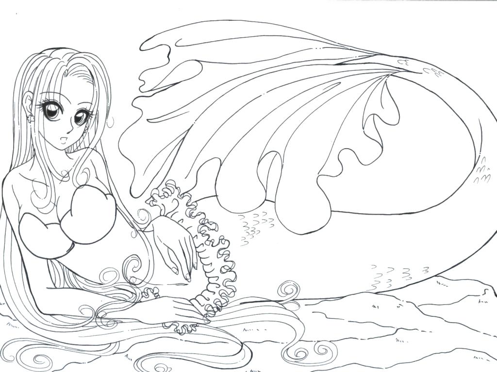 1024x768 Coloring Pages Christmas Realistic Mermaid Download And Print