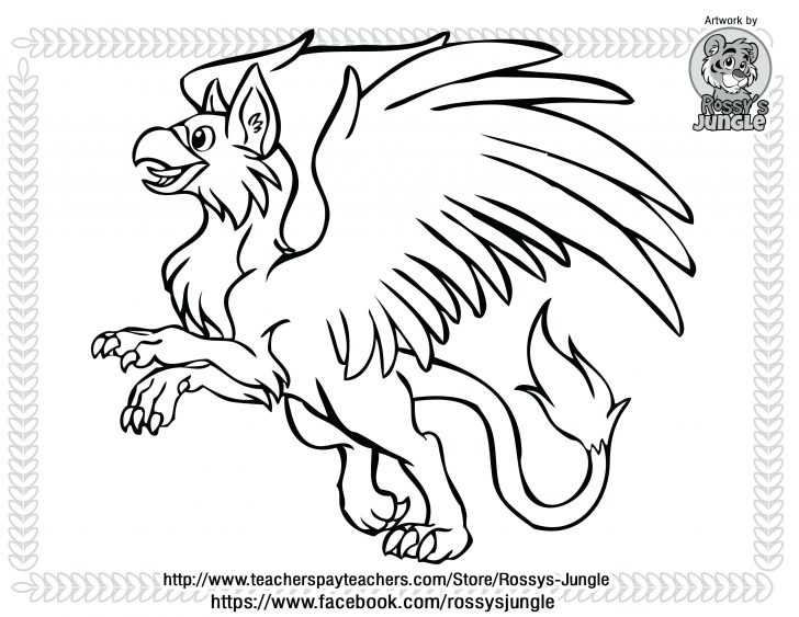 728x563 Cute Gryphon Chibi Drawing Coloring Page Pages For Adults Flowers