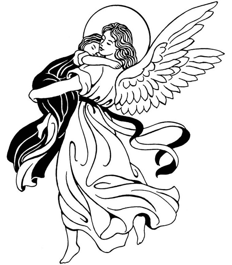 756x864 Guardian Angel Catholic Coloring Page Feast Of The Guardian