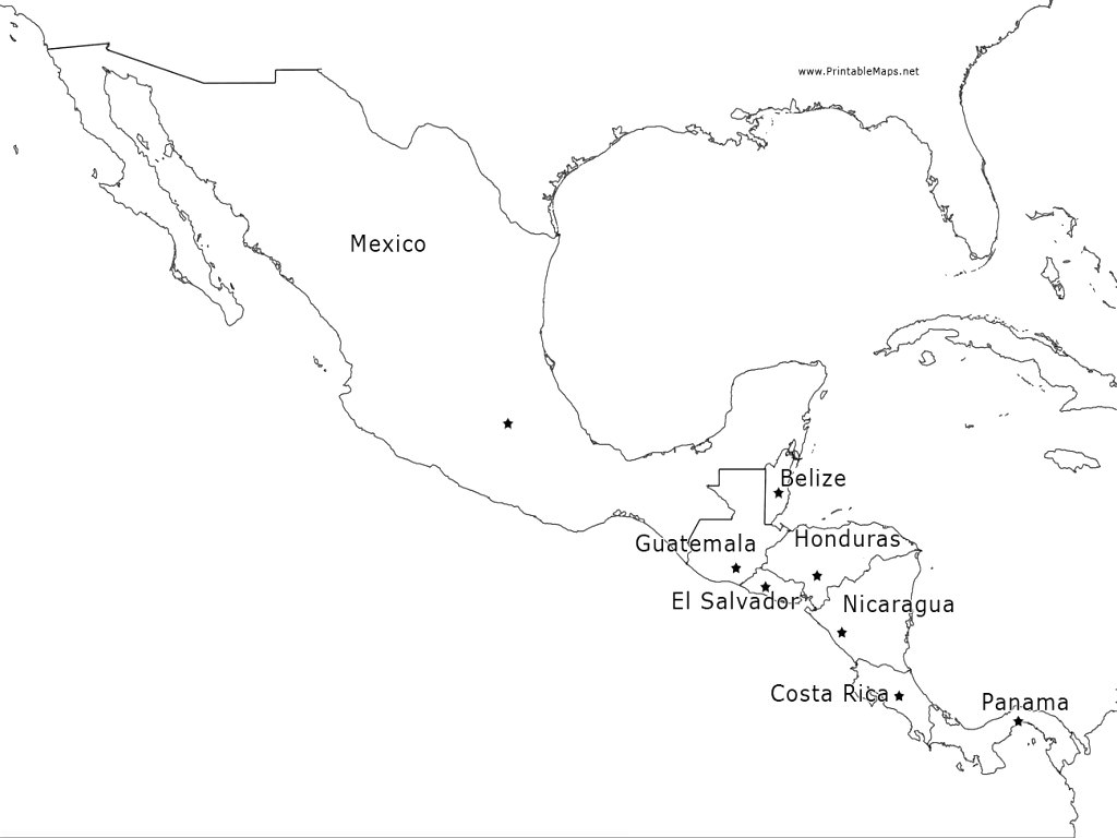 1024x768 Guatemala Map Coloring Page