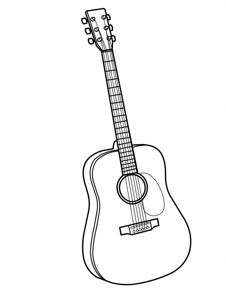 791x1024 Guitar Coloring Page