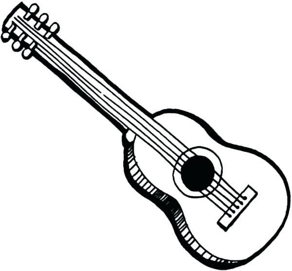 600x557 Guitar Coloring Pages Acoustic Free For Kids In Plan