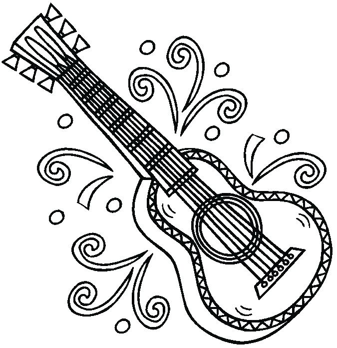675x696 Guitar Coloring Pages Guitar With Flames Coloring Pages Bass