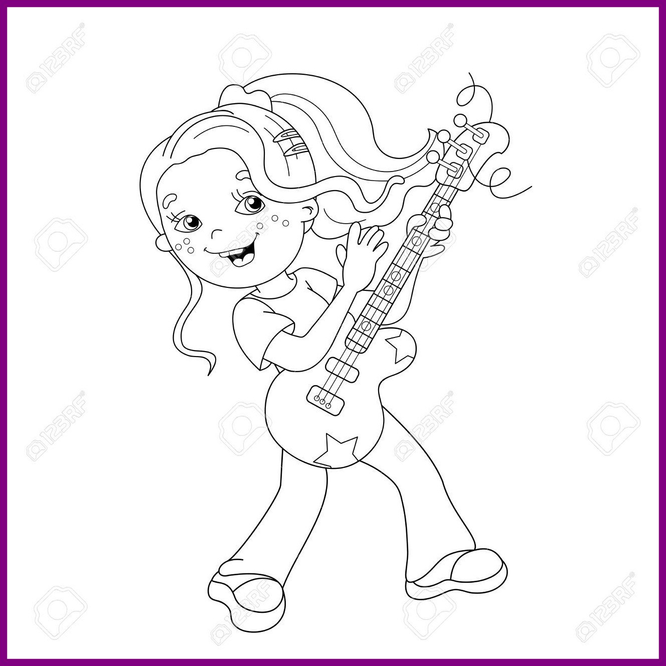 1328x1328 Incredible Coloring Page Outline Of Cartoon Girl Playing