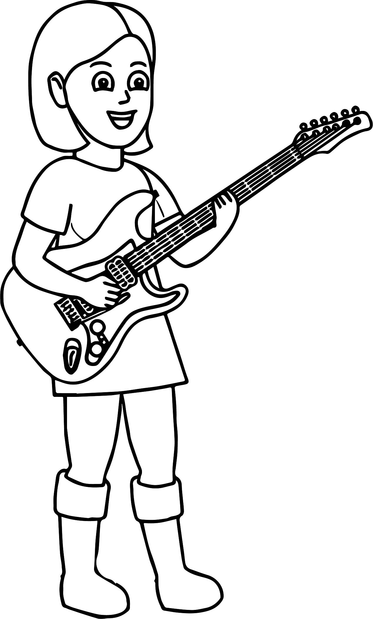 1269x2104 Kids Playing Music Girl Playing The Guitar Coloring Page