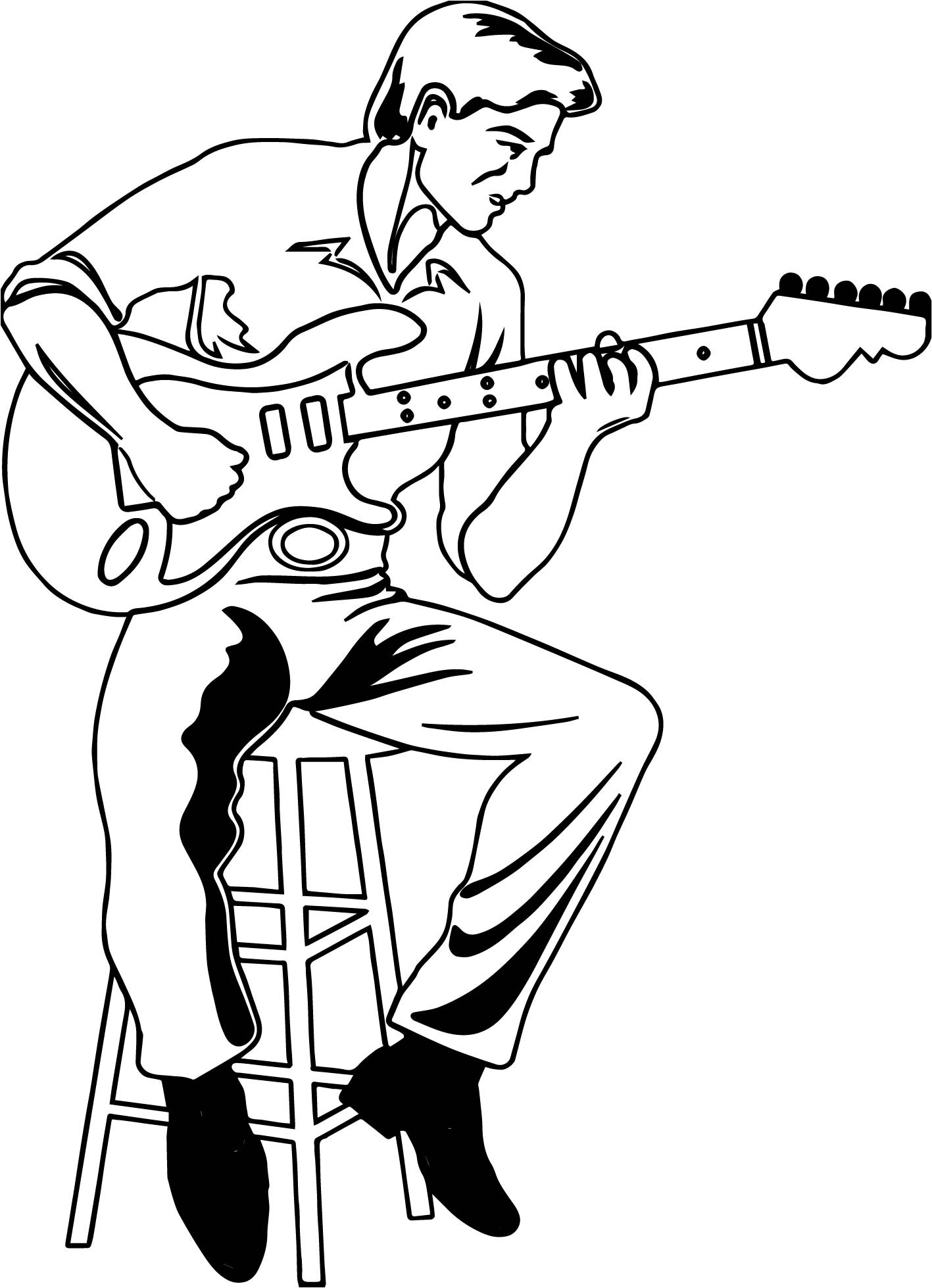 1417x1959 Profitable Guitar Player Coloring Page Color