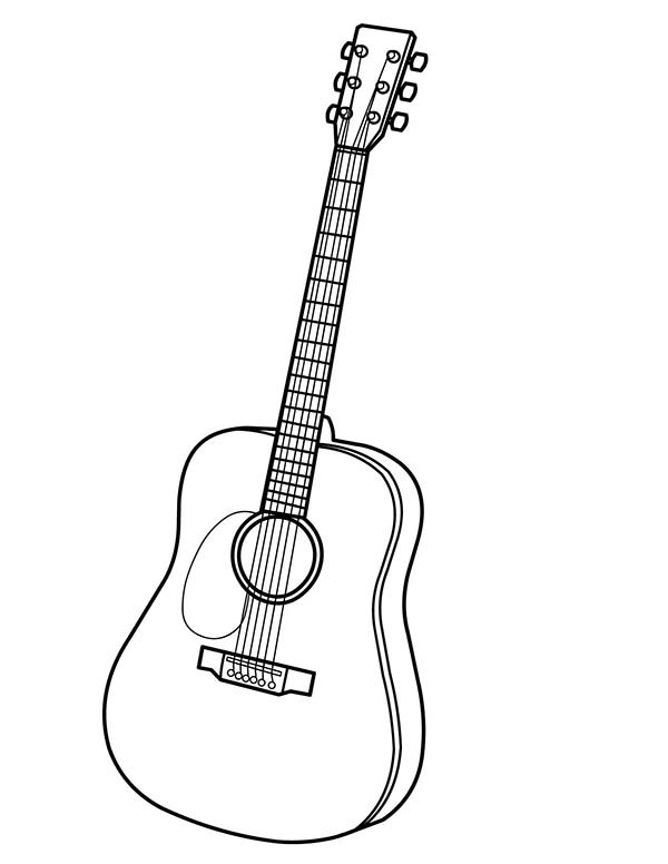 600x776 Guitar Coloring Pages Musical Instruments Acoustic Guitar Coloring