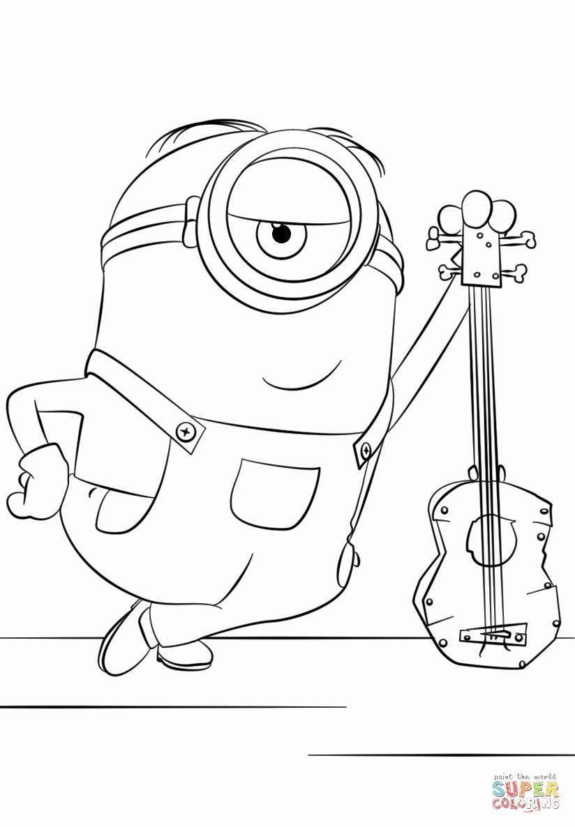824x1186 Printable Coloring Books For Kids Lovely Minion Stuart With Guitar